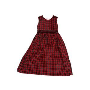 Beautiful Vintage Rags Land girls dress black red plaid size 6 black buttons det